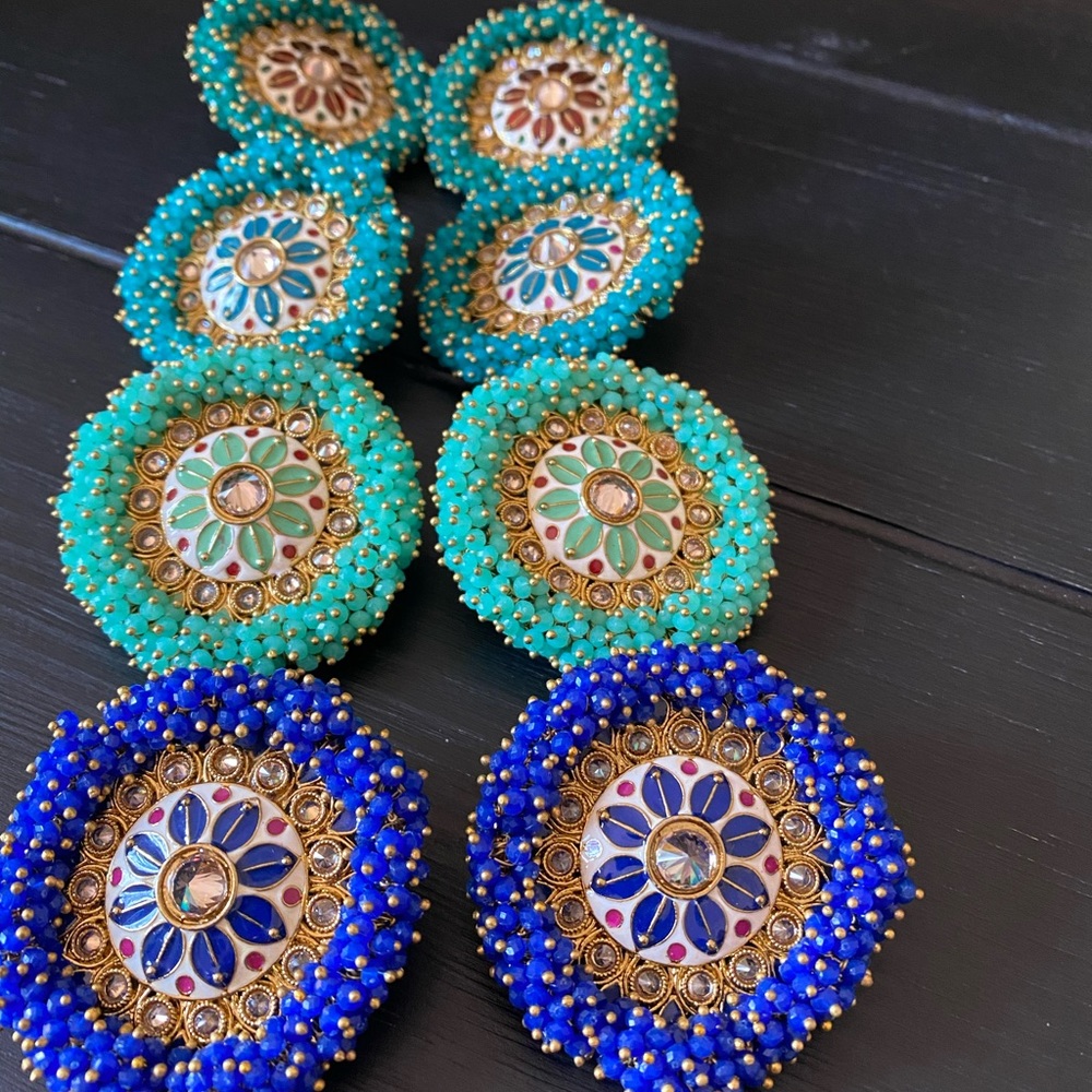 XL SIZE 💎 studs. Meenakari and gadra beads.